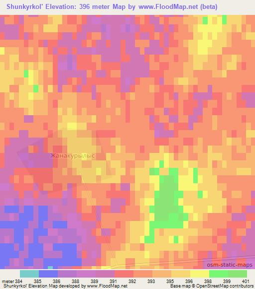 Shunkyrkol',Kazakhstan Elevation Map