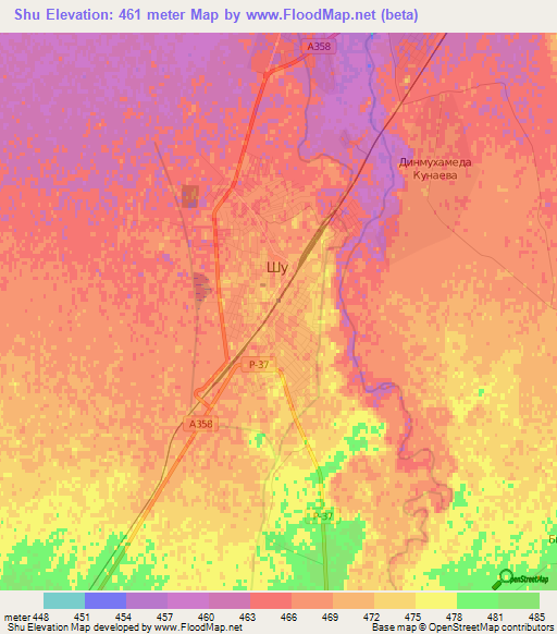 Shu,Kazakhstan Elevation Map