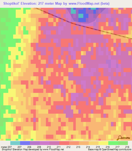Shoptikol',Kazakhstan Elevation Map