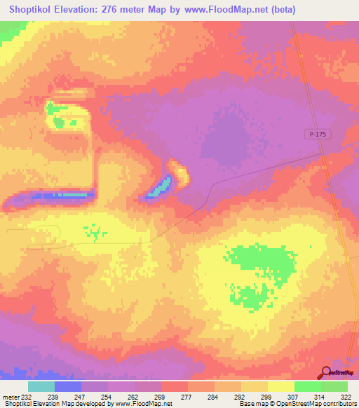 Shoptikol,Kazakhstan Elevation Map