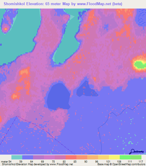 Shomishkol,Kazakhstan Elevation Map