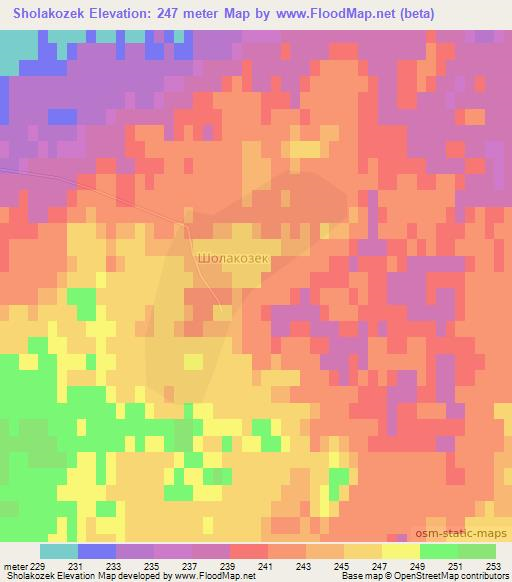 Sholakozek,Kazakhstan Elevation Map