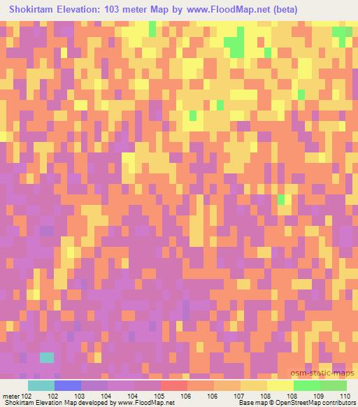 Shokirtam,Kazakhstan Elevation Map