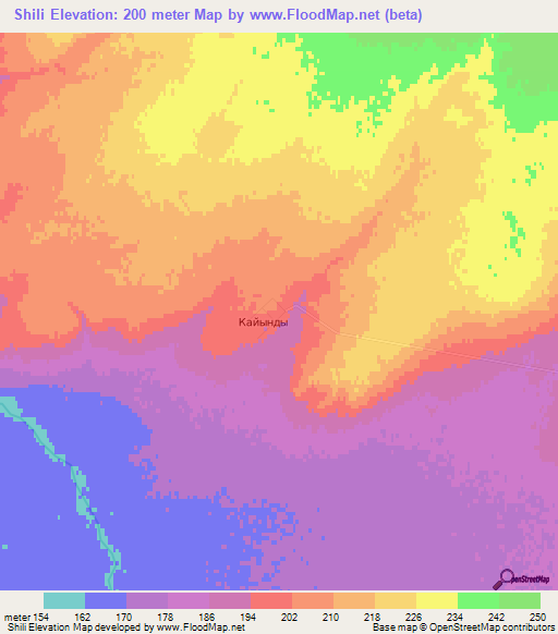 Shili,Kazakhstan Elevation Map