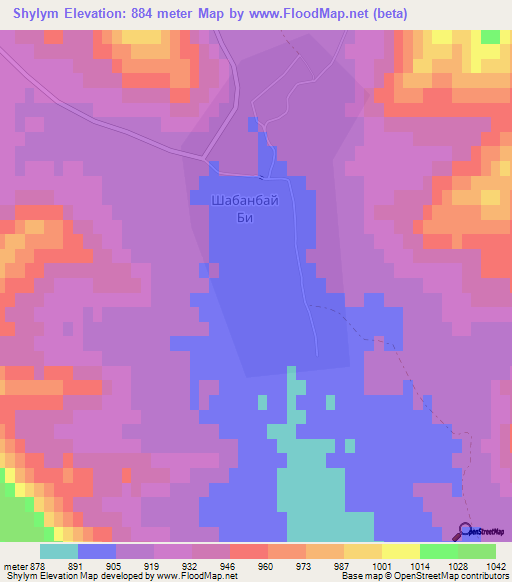 Shylym,Kazakhstan Elevation Map