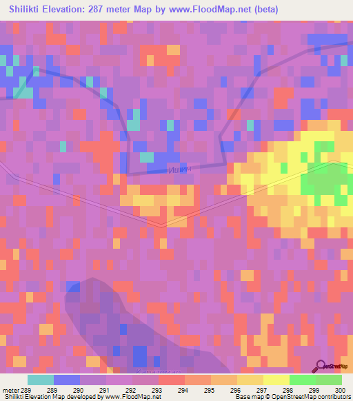 Shilikti,Kazakhstan Elevation Map