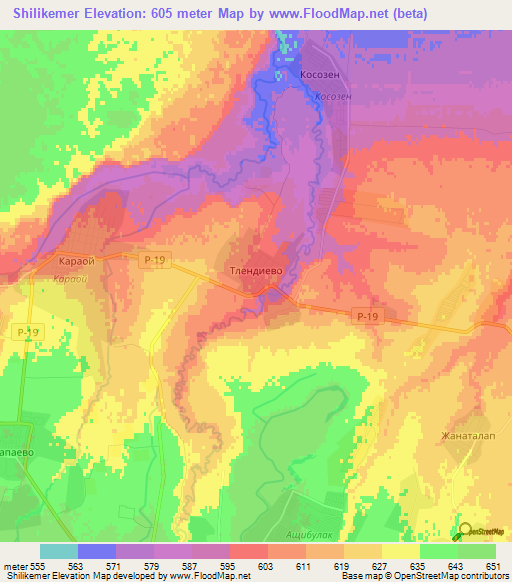 Shilikemer,Kazakhstan Elevation Map
