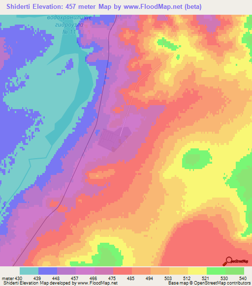 Shiderti,Kazakhstan Elevation Map