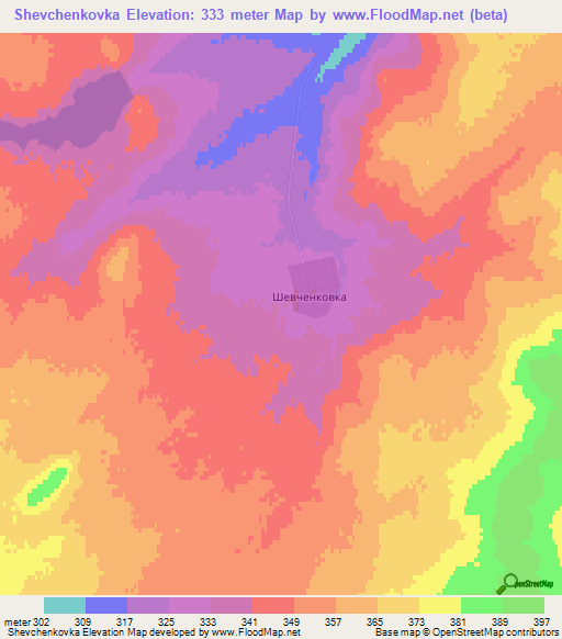 Shevchenkovka,Kazakhstan Elevation Map