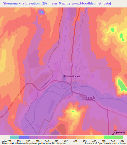 Shemonaikha,Kazakhstan Elevation Map