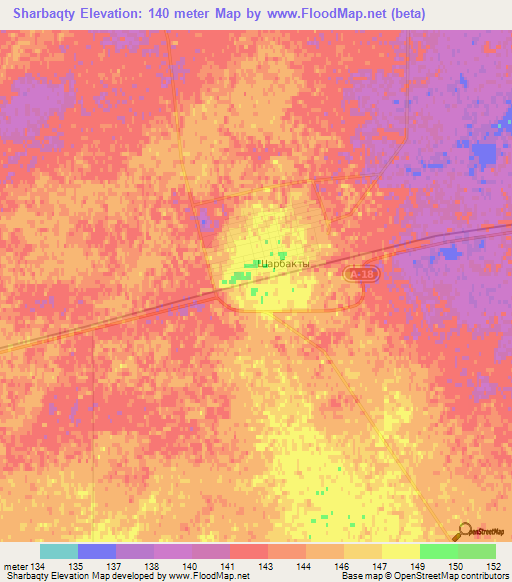 Sharbaqty,Kazakhstan Elevation Map