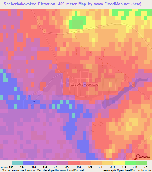 Shcherbakovskoe,Kazakhstan Elevation Map