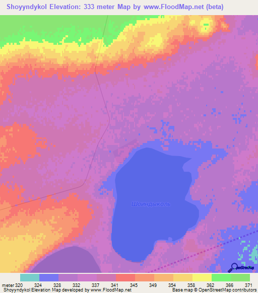 Shoyyndykol,Kazakhstan Elevation Map