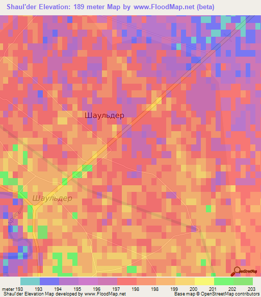 Shaul'der,Kazakhstan Elevation Map