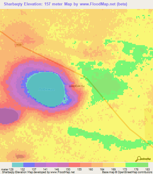 Sharbaqty,Kazakhstan Elevation Map