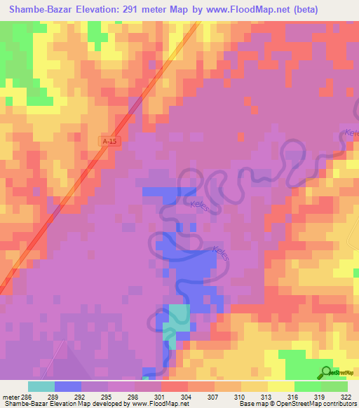 Shambe-Bazar,Kazakhstan Elevation Map