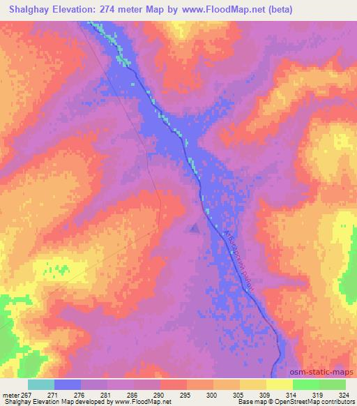 Shalghay,Kazakhstan Elevation Map