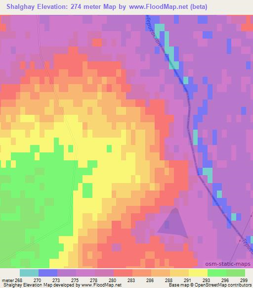 Shalghay,Kazakhstan Elevation Map
