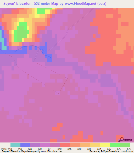 Seyten',Kazakhstan Elevation Map
