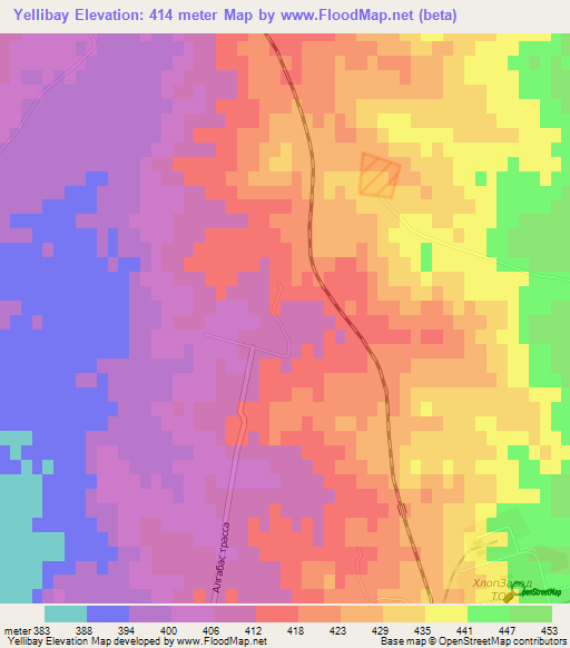 Yellibay,Kazakhstan Elevation Map