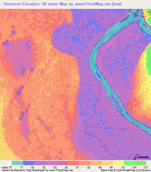 Severnoe,Kazakhstan Elevation Map