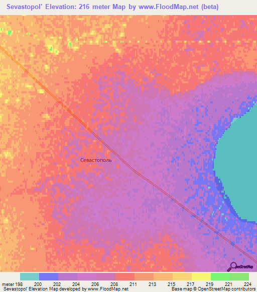 Sevastopol',Kazakhstan Elevation Map