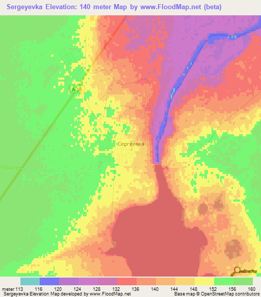 Sergeyevka,Kazakhstan Elevation Map