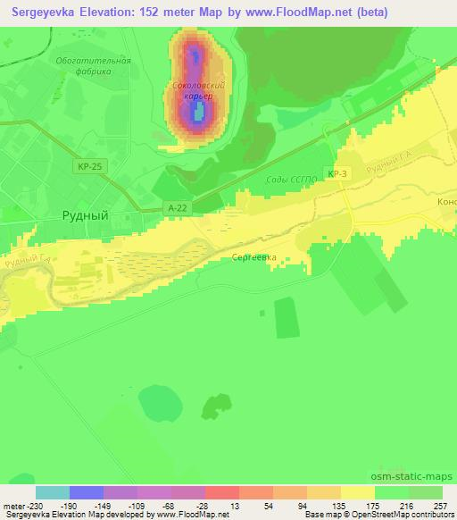 Sergeyevka,Kazakhstan Elevation Map