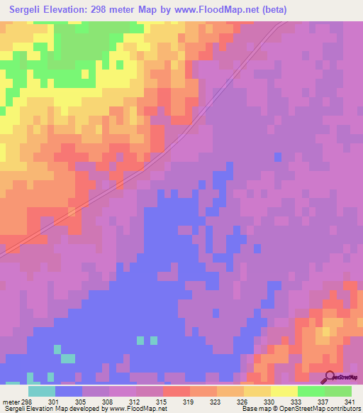 Sergeli,Kazakhstan Elevation Map