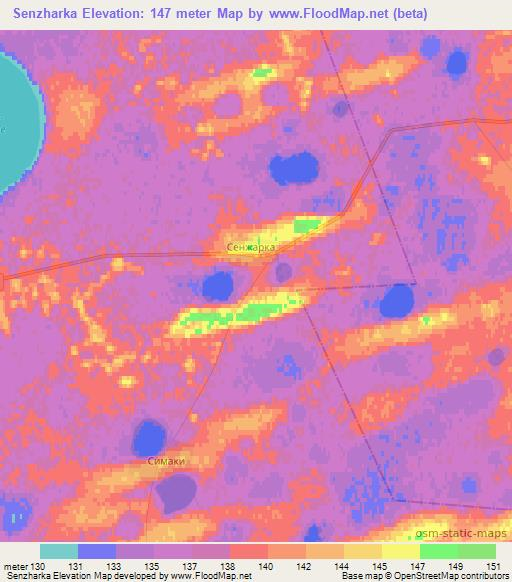 Senzharka,Kazakhstan Elevation Map