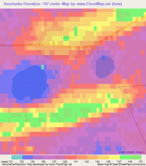 Senzharka,Kazakhstan Elevation Map