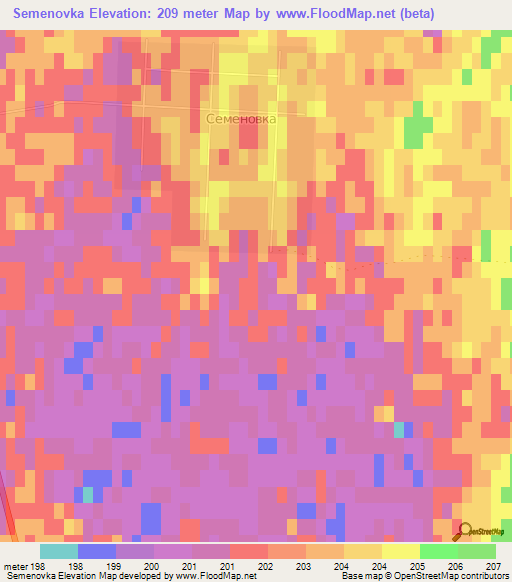 Semenovka,Kazakhstan Elevation Map