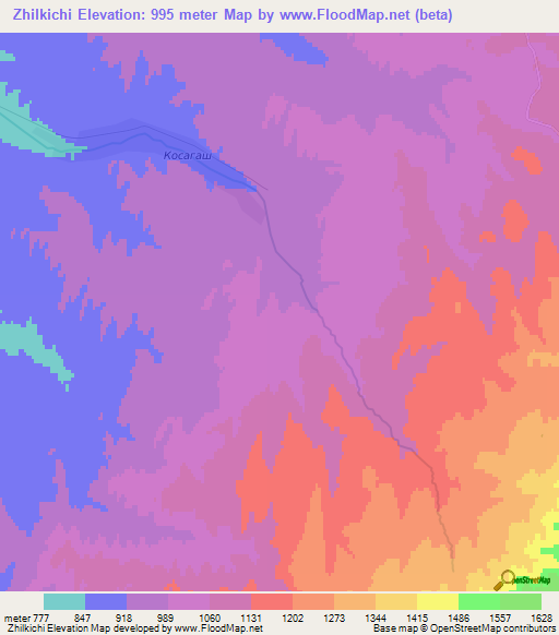 Zhilkichi,Kazakhstan Elevation Map