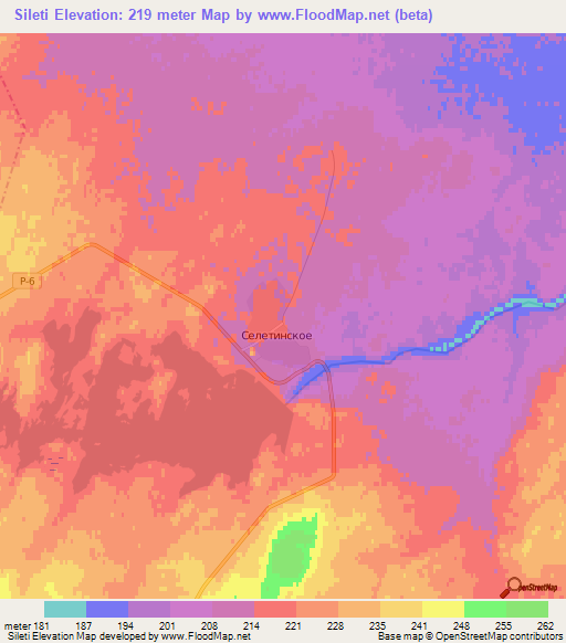 Sileti,Kazakhstan Elevation Map