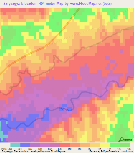 Sarysagyz,Kazakhstan Elevation Map