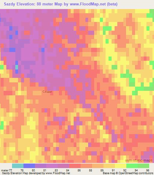 Sazdy,Kazakhstan Elevation Map