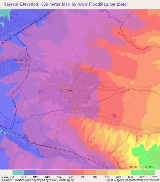 Sayram,Kazakhstan Elevation Map