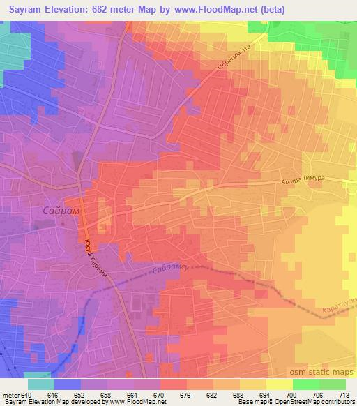 Sayram,Kazakhstan Elevation Map
