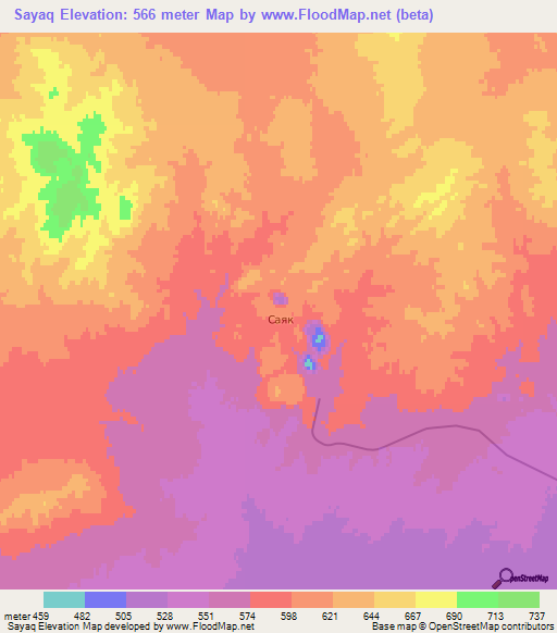 Sayaq,Kazakhstan Elevation Map
