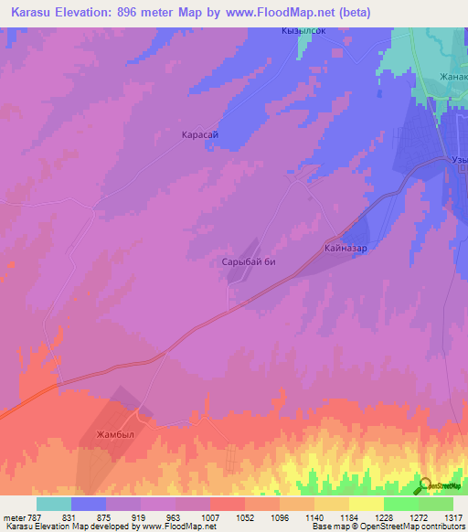 Karasu,Kazakhstan Elevation Map