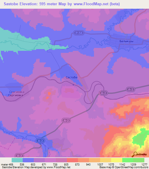 Sastobe,Kazakhstan Elevation Map