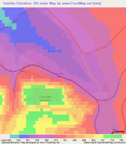 Sastobe,Kazakhstan Elevation Map