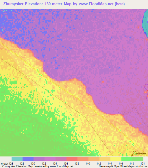 Zhumysker,Kazakhstan Elevation Map