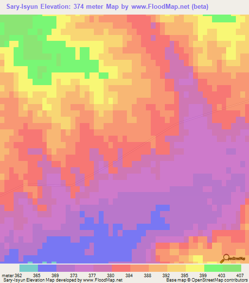 Sary-Isyun,Kazakhstan Elevation Map