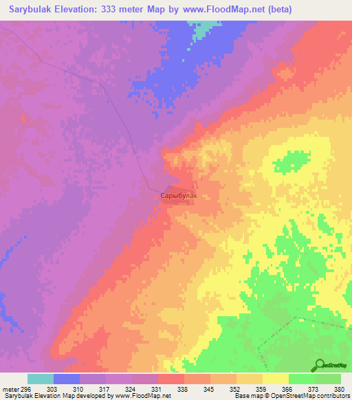 Sarybulak,Kazakhstan Elevation Map