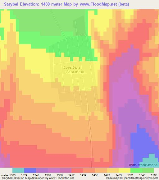 Sarybel,Kazakhstan Elevation Map