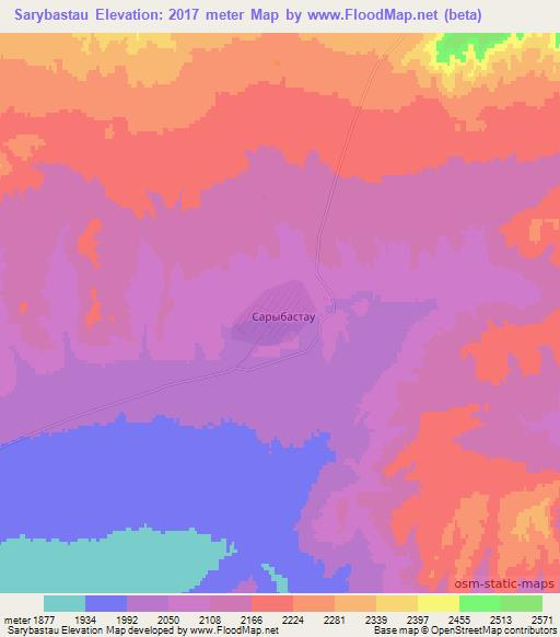 Sarybastau,Kazakhstan Elevation Map