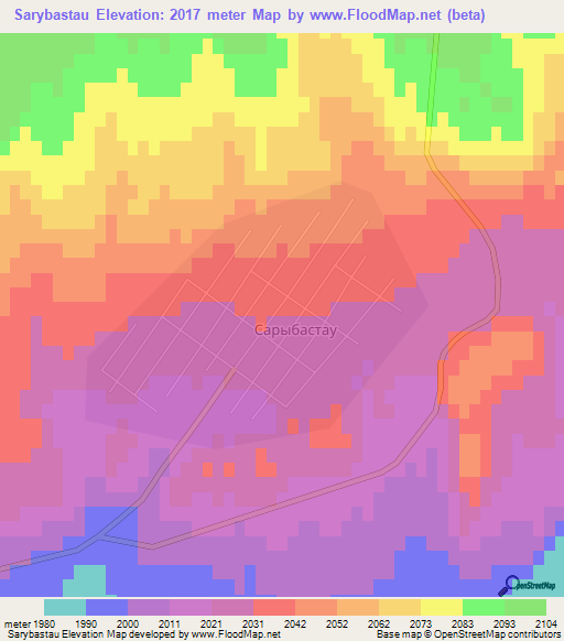 Sarybastau,Kazakhstan Elevation Map