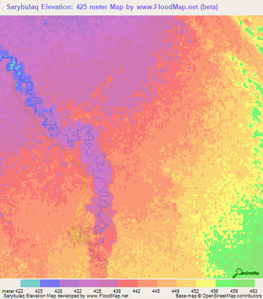 Sarybulaq,Kazakhstan Elevation Map