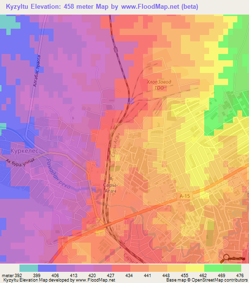 Kyzyltu,Kazakhstan Elevation Map